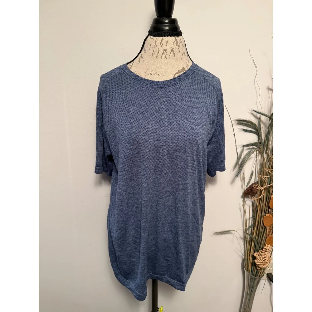 Lululemon Mens Metal Vent Tech Short Sleeve‎ Shirt Blue Heather Size L 2949